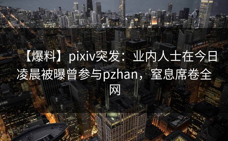 【爆料】pixiv突发：业内人士在今日凌晨被曝曾参与pzhan，窒息席卷全网
