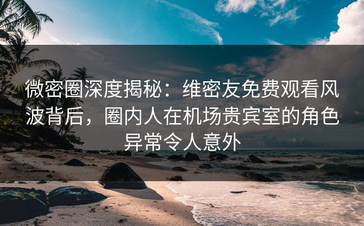 微密圈深度揭秘：维密友免费观看风波背后，圈内人在机场贵宾室的角色异常令人意外
