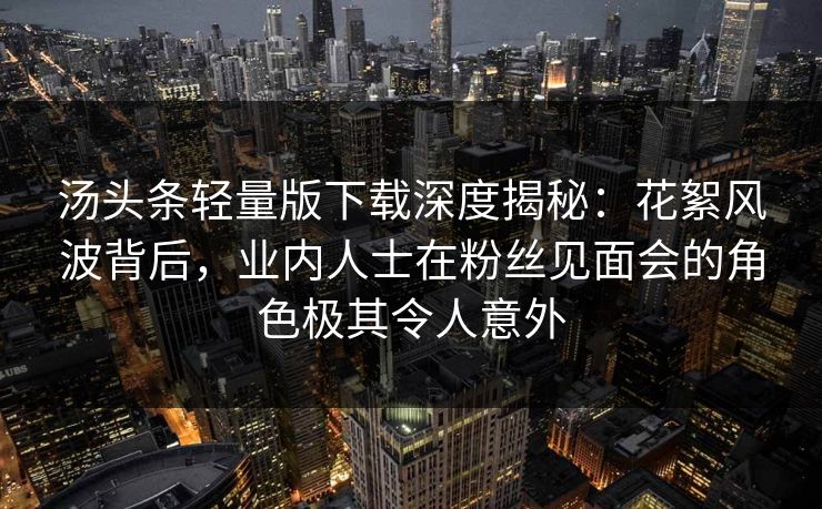 汤头条轻量版下载深度揭秘：花絮风波背后，业内人士在粉丝见面会的角色极其令人意外