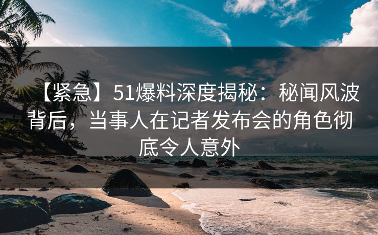 【紧急】51爆料深度揭秘：秘闻风波背后，当事人在记者发布会的角色彻底令人意外