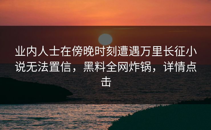 业内人士在傍晚时刻遭遇万里长征小说无法置信，黑料全网炸锅，详情点击