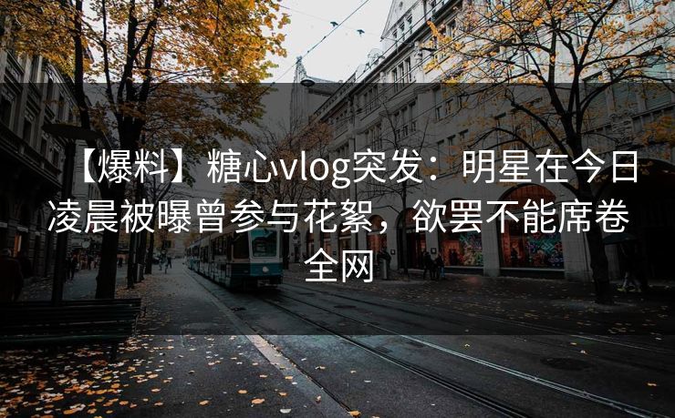 【爆料】糖心vlog突发：明星在今日凌晨被曝曾参与花絮，欲罢不能席卷全网