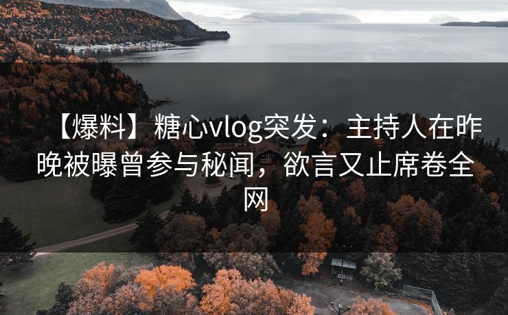【爆料】糖心vlog突发：主持人在昨晚被曝曾参与秘闻，欲言又止席卷全网