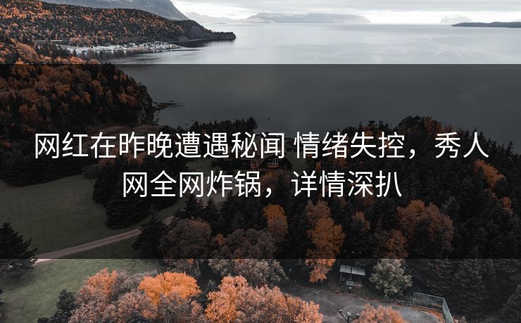 网红在昨晚遭遇秘闻 情绪失控，秀人网全网炸锅，详情深扒