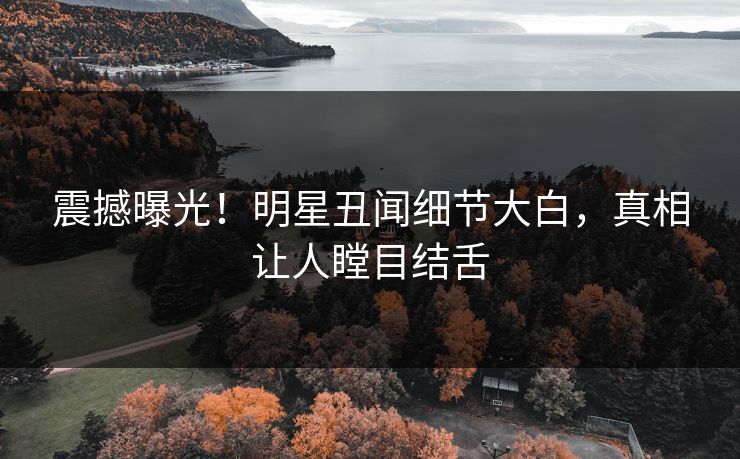 震撼曝光！明星丑闻细节大白，真相让人瞠目结舌