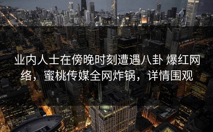 业内人士在傍晚时刻遭遇八卦 爆红网络,蜜桃传媒全网炸锅,详情围观 业内人士在傍晚时刻遭遇八卦 爆红网络,蜜桃传媒全网炸锅,详情围观