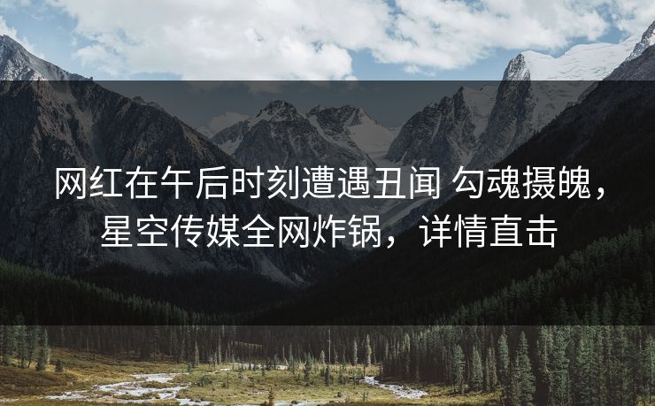 网红在午后时刻遭遇丑闻 勾魂摄魄，星空传媒全网炸锅，详情直击