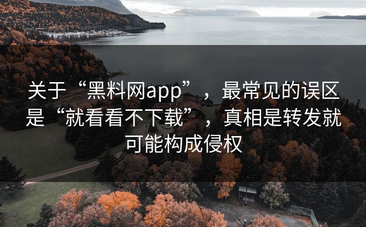 关于“黑料网app”,最常见的误区是“就看看不下载”,真相是转发就可能构成侵权 关于“黑料网app”,最常见的误区是“就看看不下载”,真相是转发就可能构成侵权
